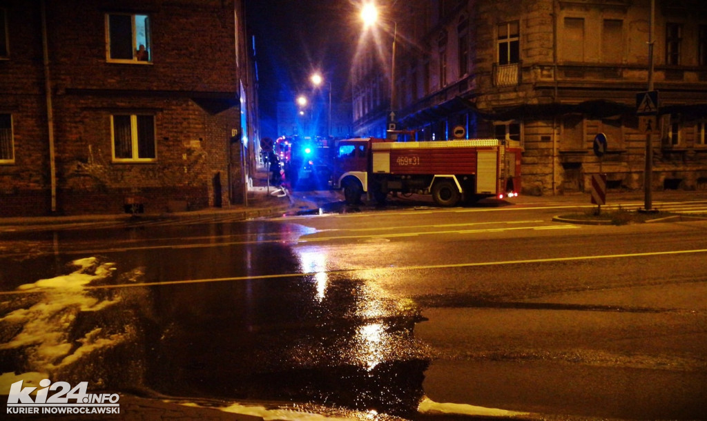 Nocny pożar w centrum Inowrocławia