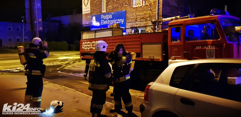 Nocny pożar w centrum Inowrocławia