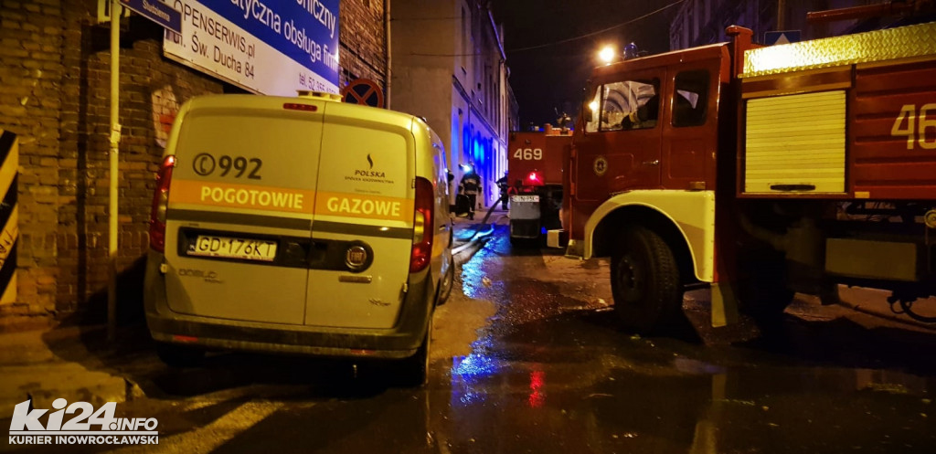 Nocny pożar w centrum Inowrocławia