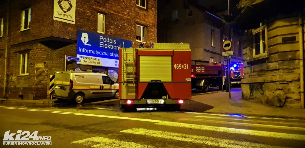 Nocny pożar w centrum Inowrocławia