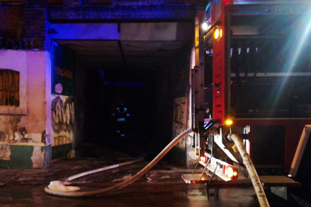 Nocny pożar w centrum Inowrocławia