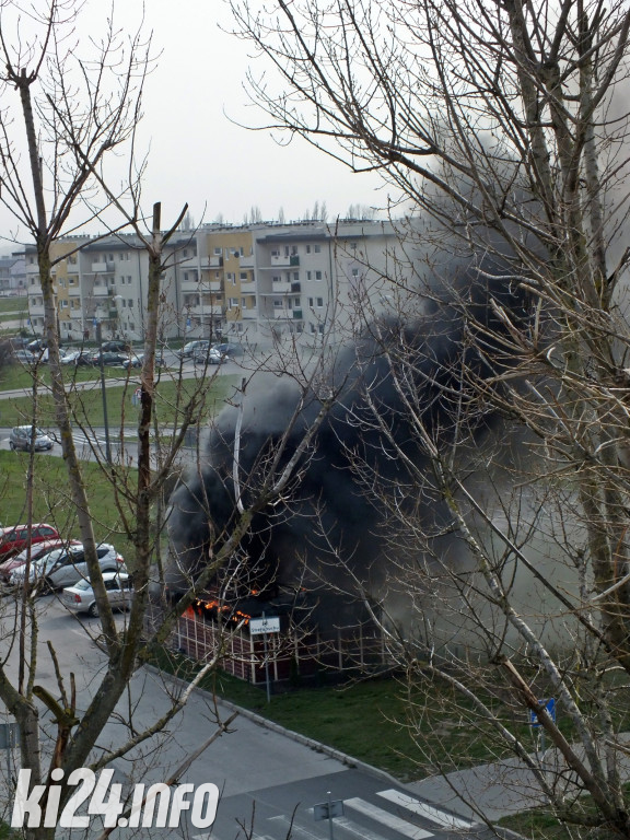 Pożar wiaty śmietnikowej na os. Rąbin