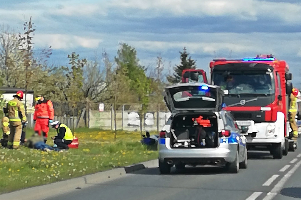 Wypadek motocyklisty na ul. Pileckiego