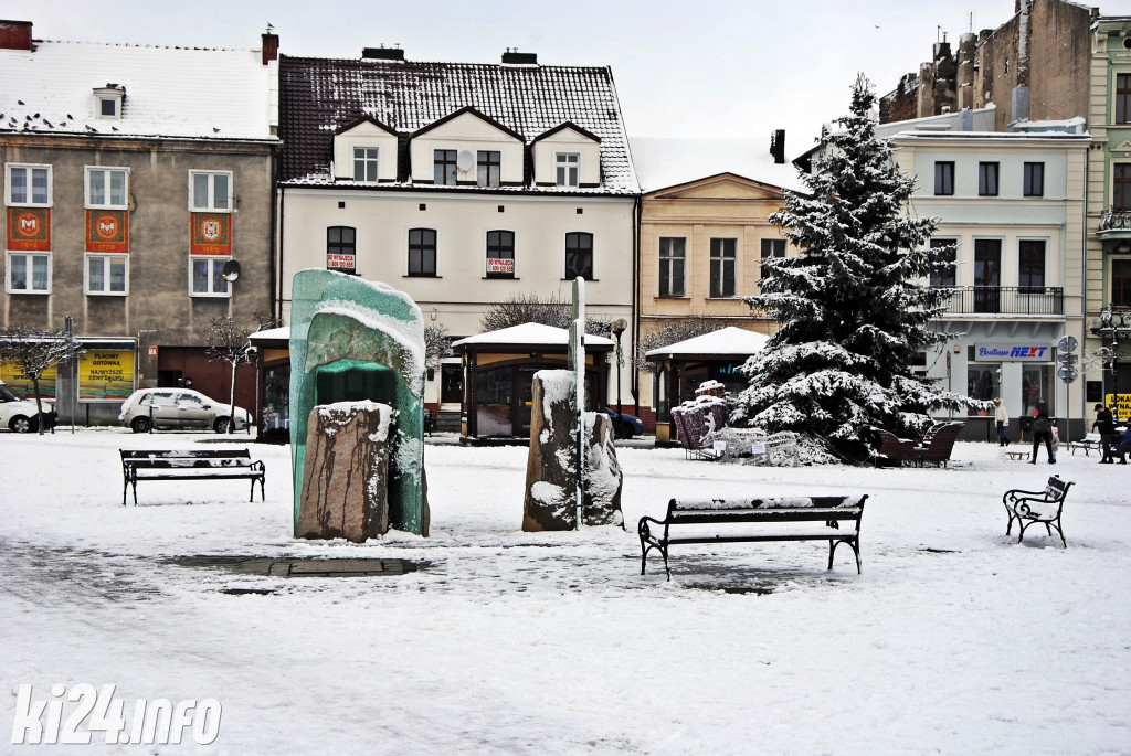 Centrum Inowrocławia w zimowej szacie