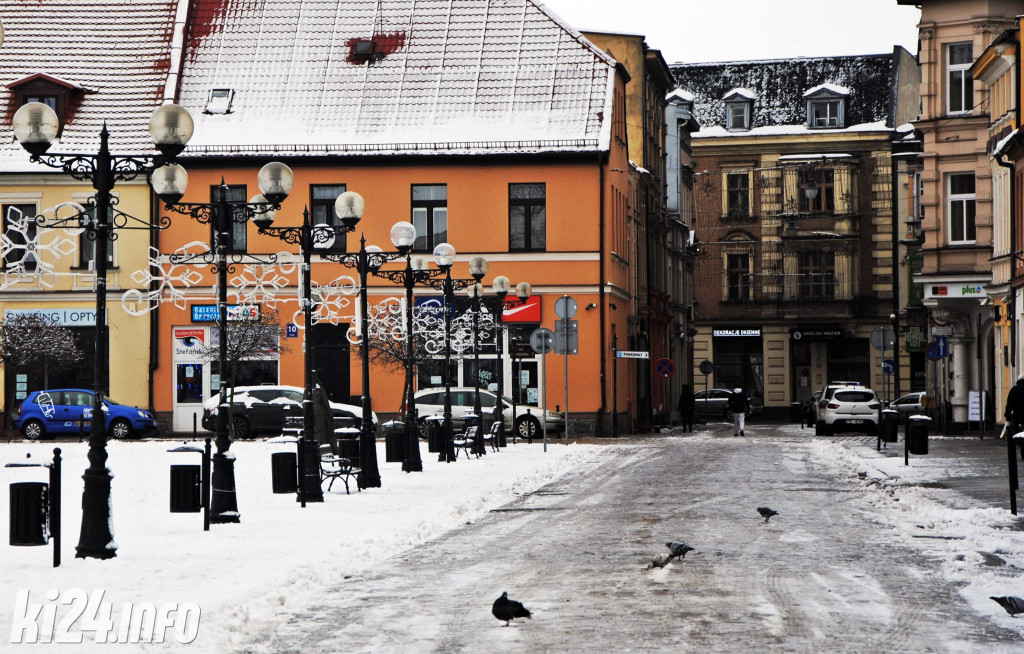 Centrum Inowrocławia w zimowej szacie