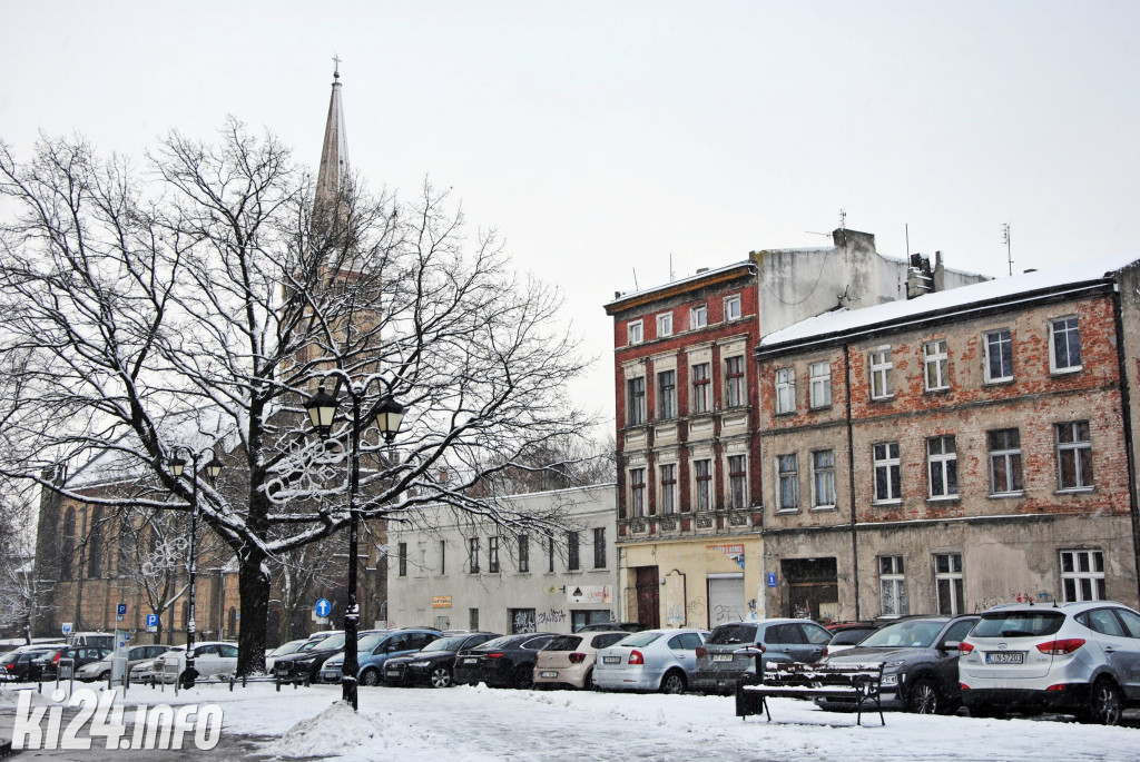 Centrum Inowrocławia w zimowej szacie