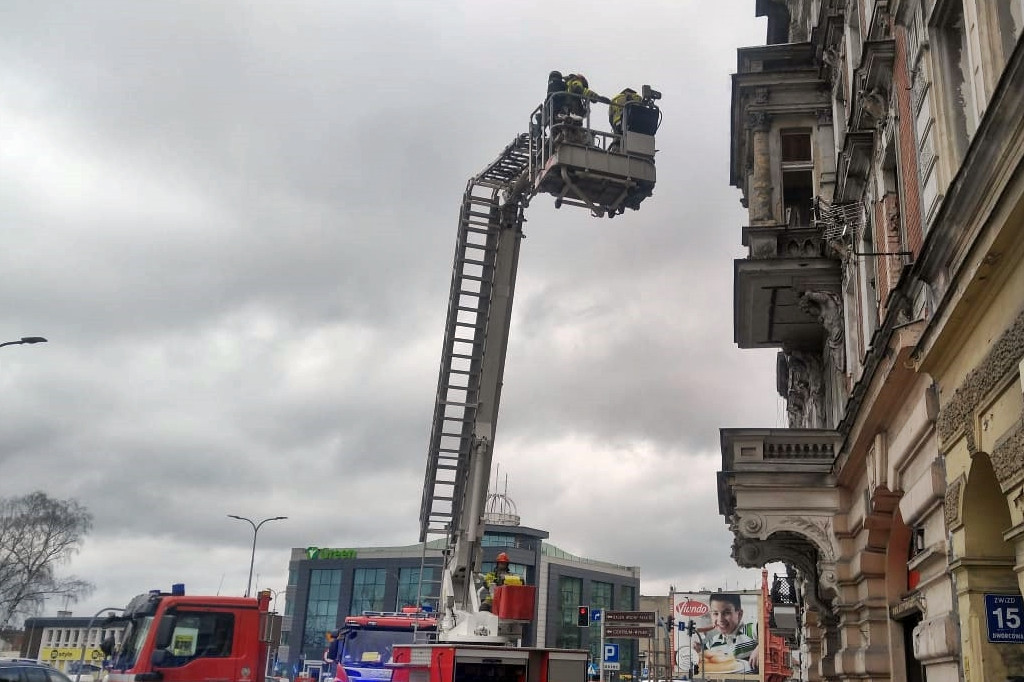 Strażacka akcja w centrum Inowrocławia