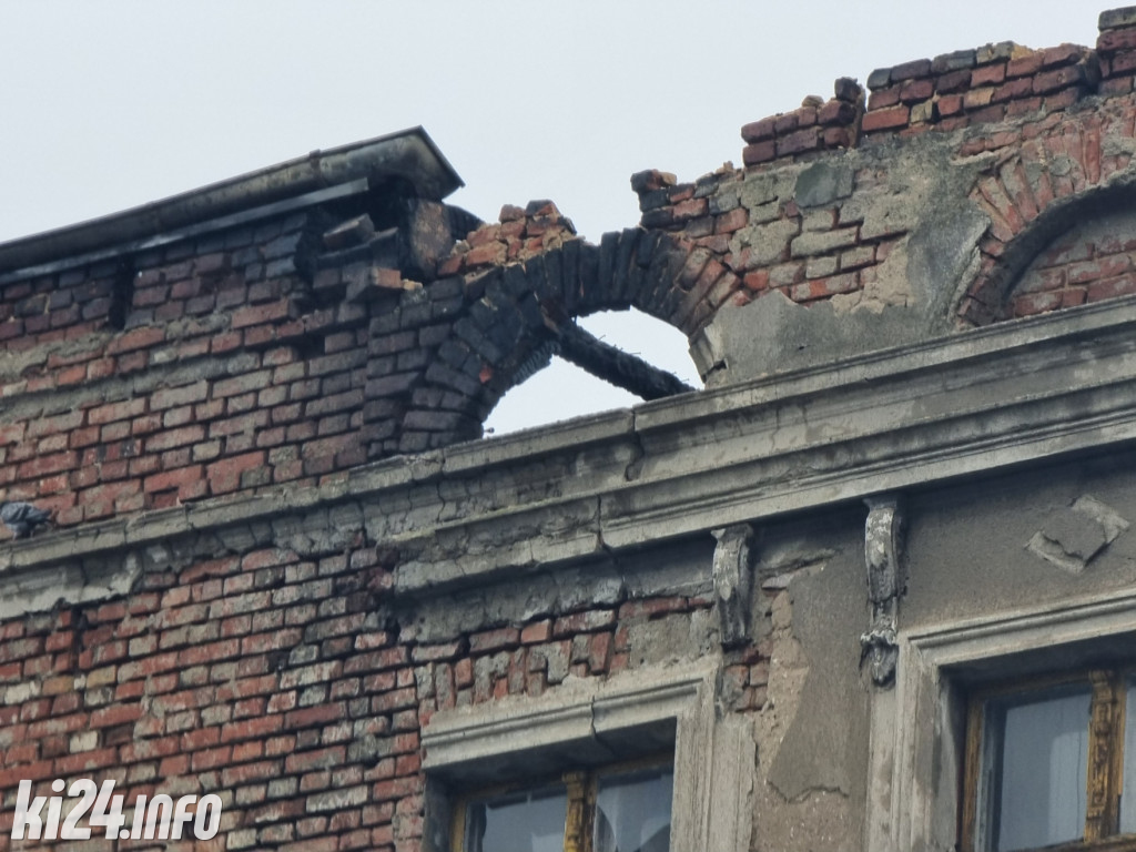 Pożar kamienicy w centrum Inowrocławia
