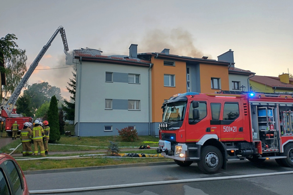 Pożar bloku w Radziejowie