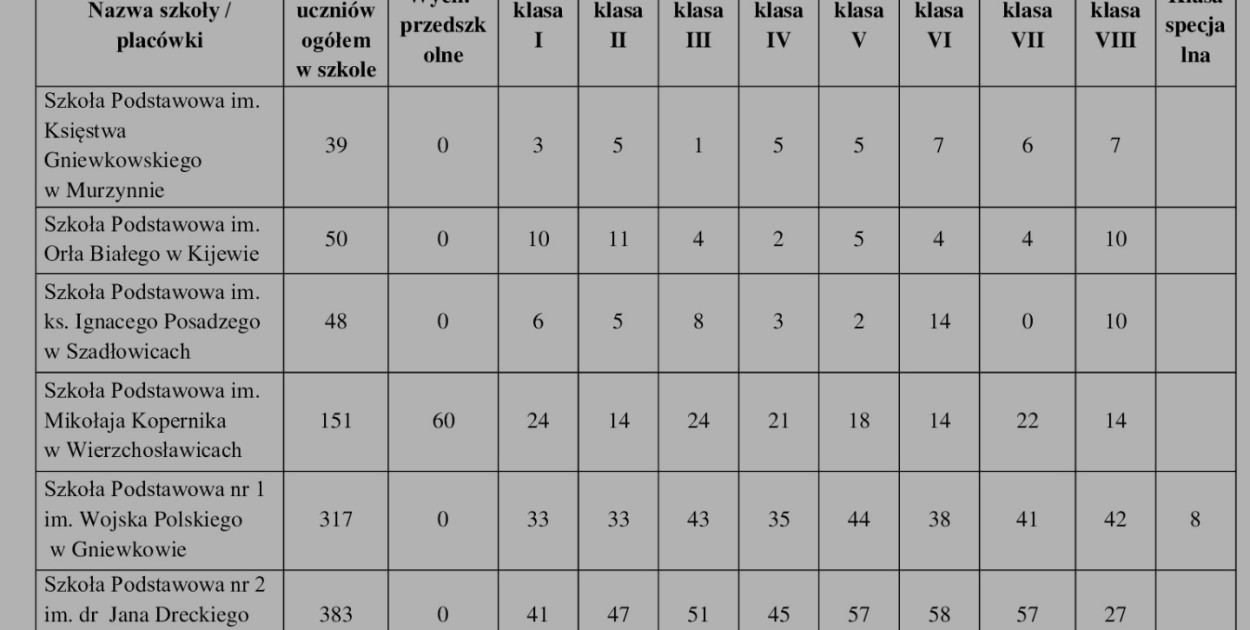 Sytuacja w szkołach Gminy Gniewkowo