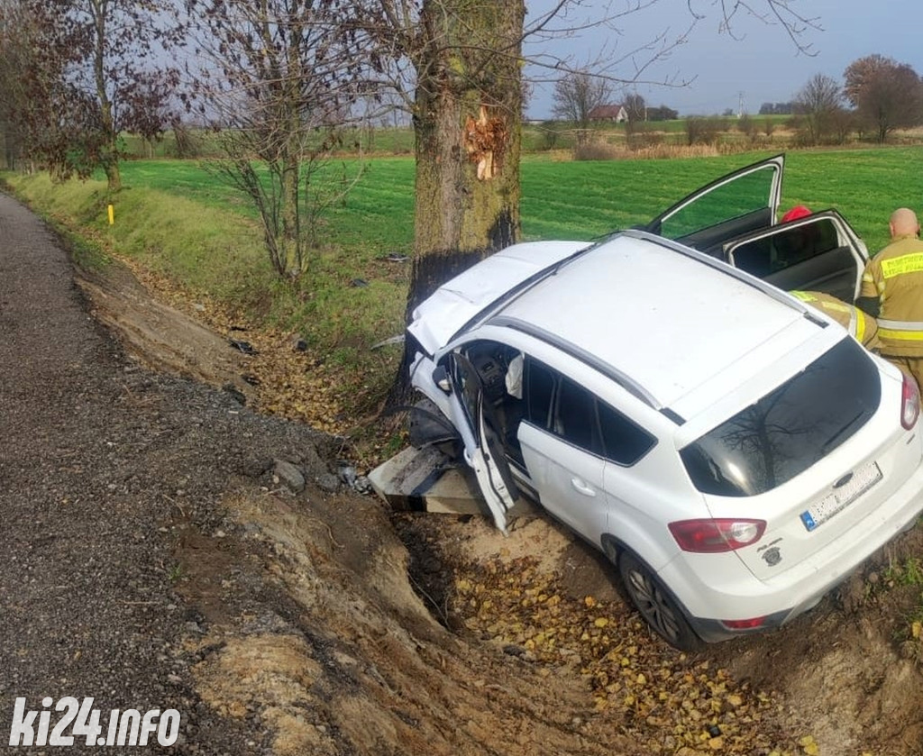 Uderzyła fordem w drzewo