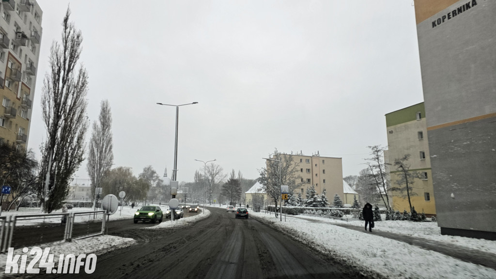 Ślisko na drogach w Inowrocławiu