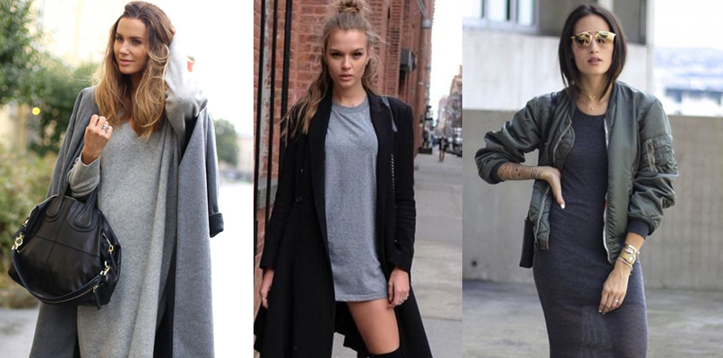 Pomysły na stylizacje: szara sukienka na cztery sposoby