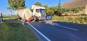 Ciężarówka blokowała drogę w Ludzisku