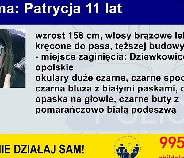 Child Alert: Poszukiwania 11-letniej Patrycji Głowania-48848