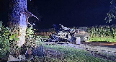 Nocny wypadek. Mercedes wbił się w drzewo-51310