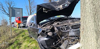 Groźny wypadek pod Inowrocławiem. BMW skończyło na drzewie