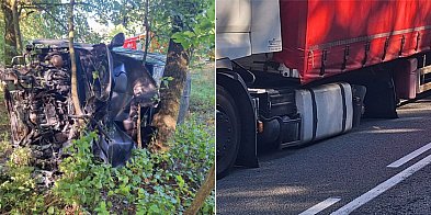 Koło z ciężarówki wbiło się w osobówkę! 34-latka cudem -52586