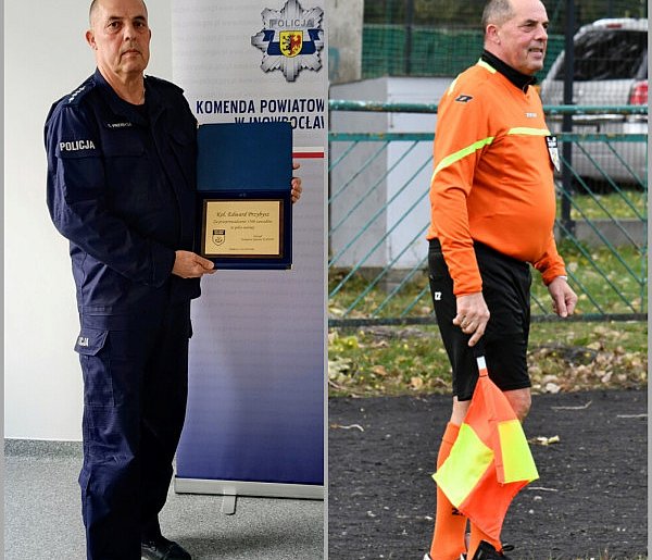 Policjant z Inowrocławia doceniony za 25 lat... z gwizdkiem
