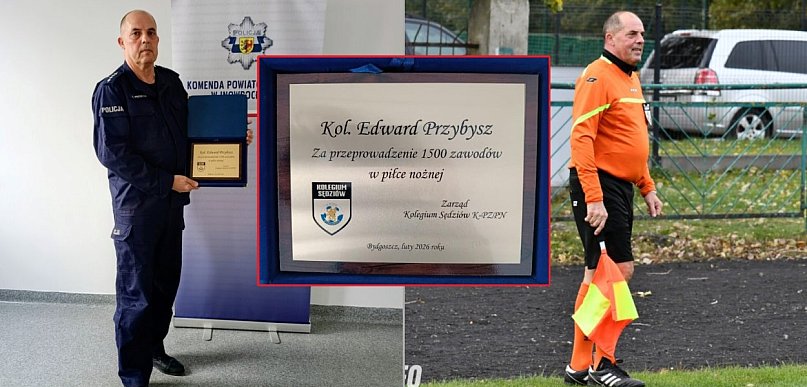 Policjant z Inowrocławia doceniony za 25 lat... z gwizdkiem