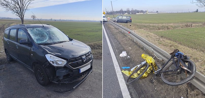 Potrącił rowerzystę podczas wyprzedzania. 69-latek w szpitalu