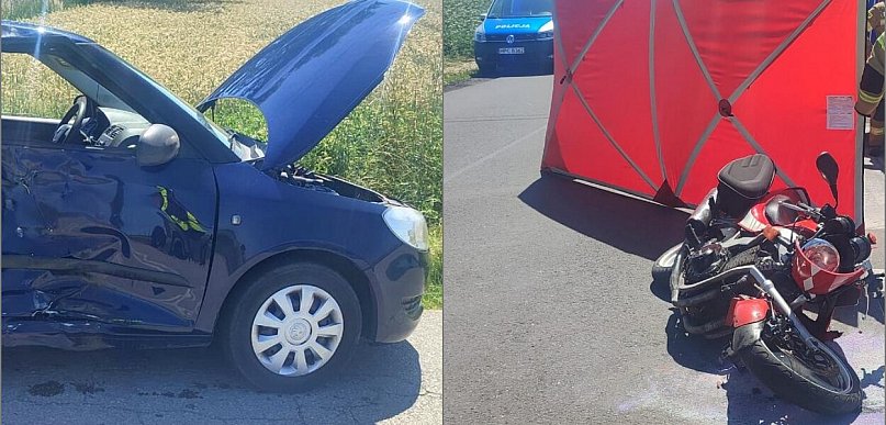 Tragiczny finał zderzenia auta z motocyklem. Nie żyje 60-latek