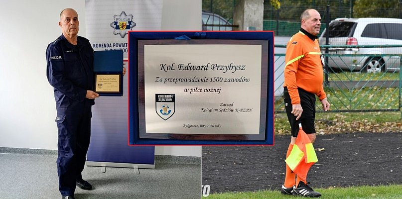 Policjant z Inowrocławia doceniony za 25 lat... z gwizdkiem