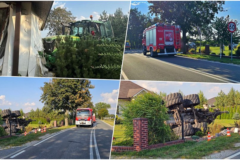 Ciągnik rolniczy zdemolował dwie posesje