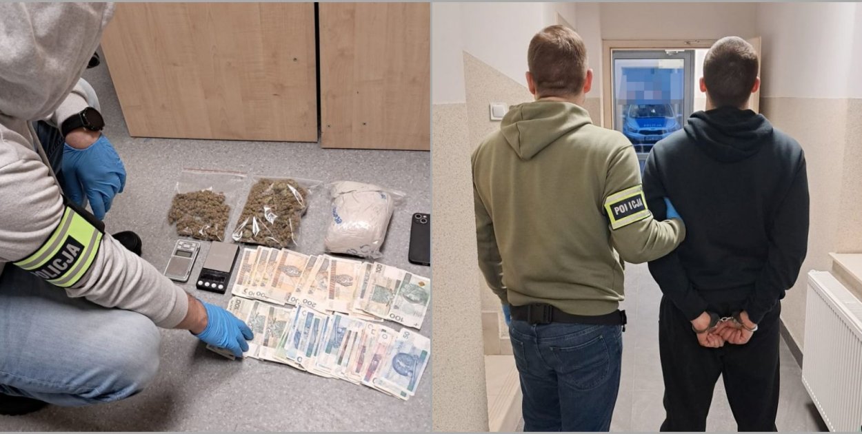 Zatrzymali 23-latka z kilogramem narkotyków. Grozi mu 10 lat więzienia