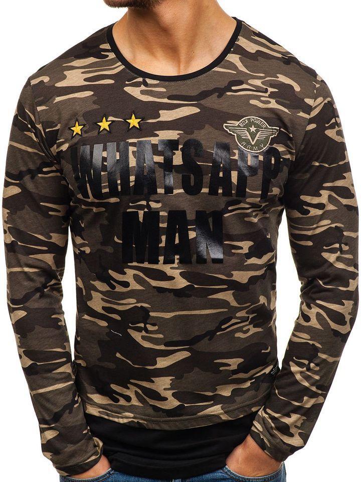 Longsleeve męski z nadrukiem moro