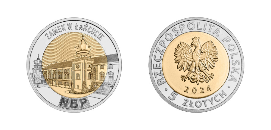 Moneta o nominale 5 złotych - Zamek w Łańcucie Fot. NBP